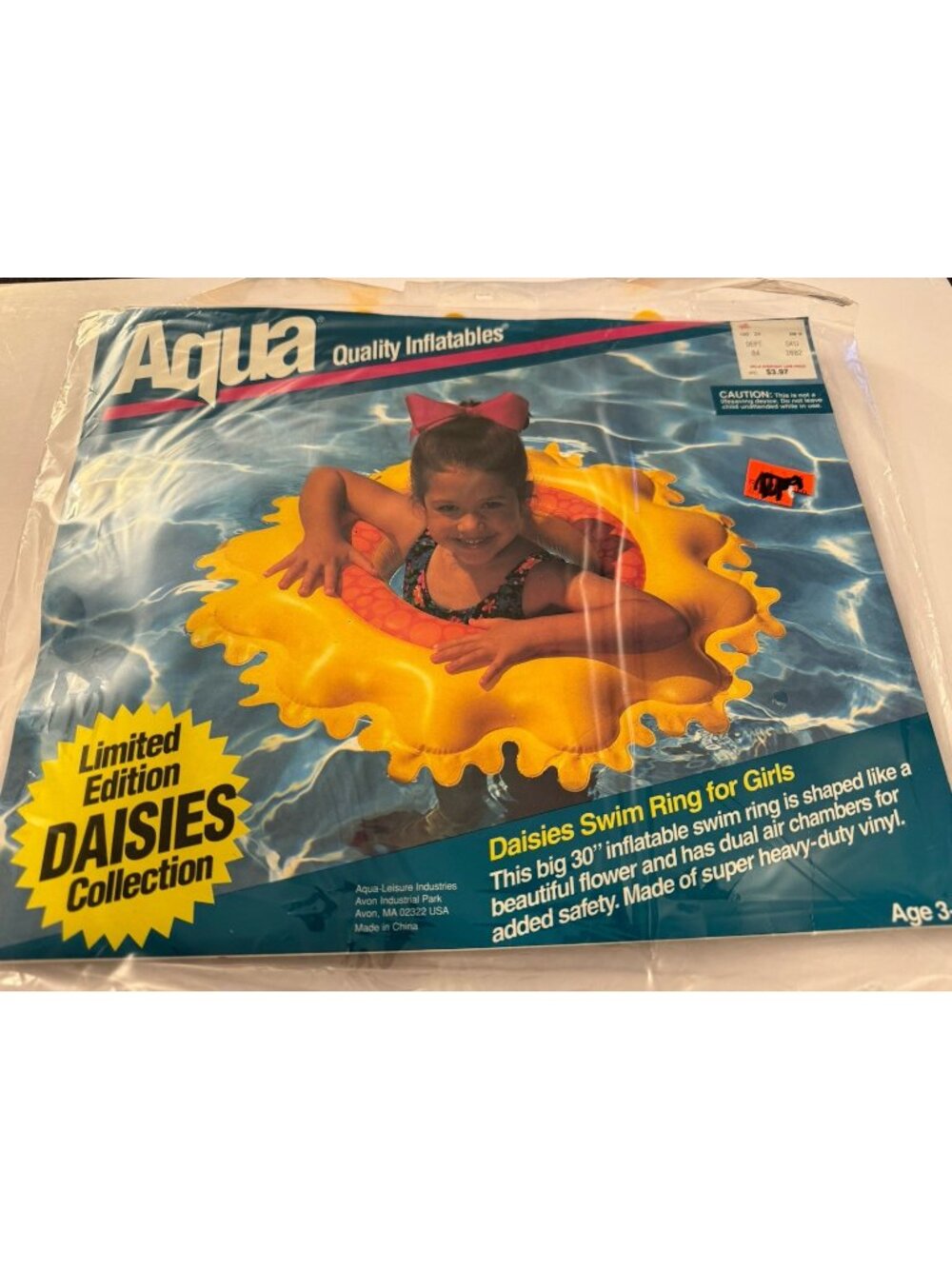 Aqua Leisure Quality Inflatables 30” Sun Sunburst Ring Vintage & Sealed 1996 A2